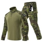 Pantalon et chemise tactiques - joyasus - camouflage vert - respirant - multi - poches - léger Pantalon et chemise tactiques - joyasus - camouflage vert - respirant - multi - poches - léger