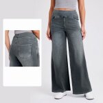 Pantalon en denim à jambe large femme taille haute casual jeans taille elastique coupe ample multi - ... Pantalon en denim à jambe large femme taille haute casual jeans taille elastique coupe ample multi - ...
