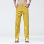 Pantalon jaune homme 97%coton coupe droite faible stretch