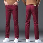 Pantalon en jean coupe ajust�e homme grande taille automne - bordeaux