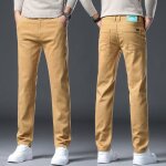 Pantalon en jean coupe ajust�e homme grande taille automne - jaune