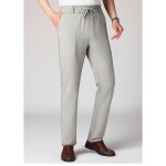 Pantalon en lin homme ete leger business taille elastiquee grande taille coupe droite - gris clair