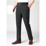 Pantalon en lin homme ete leger business taille elastiquee grande taille coupe droite - noir gris