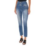 Pantalon long en jean effet us� en tissu �lastique 10dbf0807 femme - un jean bleu