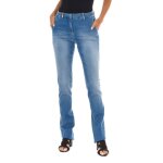 Pantalon long en jean effet us� avec tissu �lastique 70dbf0248 femme - un jean bleu