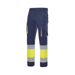 Pantalon multipoches haute visibilit� vellila bleu / jaune - 6 poches bandes r�fl�chissantes