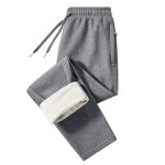 Pantalon de sport homme double polaire coupe droite - gris