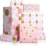 Papier cadeau rose emballage cadeau papier anniversaires papier cadeau enfant fille (4 feuilles70x50cm) ...