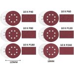 Papier disques de ponage papier abrasifs velcro de ponage jeu pour meuleuse excentrique 8 trous  125 ...