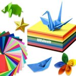Papier origami 100 feuilles double face couleurs vives pour pliage et artisanat du papier feuilles carr�es ...