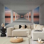 Papier peint 3d effet dcoration murale poster tableaux muraux tapisserie photo trompe loeil plage mer ...