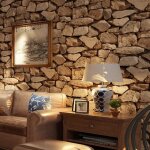 Papier peint 3d pierre st�r�o imitation texture en pvc - 53 cm (l) x 95 m (l) - pour chambre tv mur salon ...