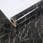 Papier peint adh�sif d�coratif en marbre noir rouleau adh�sif noir pour plan de travail film adh�sif ...