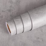 Papier peint autocollant beton gris clair sticker adh�sif vinyle pour cuisine et armoire.