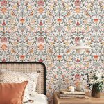 Papier peint autocollant rewallpaper 44. 5cmx12m vintage beige motif oiseaux et fleurs