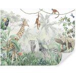 Papier peint chambre enfant 400x280 cm style jungle tropiques avec girafe zèbre Éléphant léopard pour ... Papier peint chambre enfant 400x280 cm style jungle tropiques avec girafe zèbre Éléphant léopard pour ...