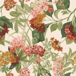 Papier peint floral misaki vert sauge / orange belgravia 2322