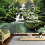 Papier peint intiss 400x280cm poster tableaux muraux tapisserie photo trompe loeil bouddha nature paysage ...