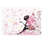 Papier peint intiss� enfant fille f�e papillons rose 250x175 cm tapisserie chambre enfant photo non tiss� ...