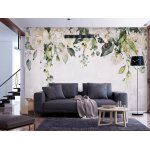 Papier peint intiss� fleurs 350x256 cm d�coration murale xxl poster tableaux muraux feuilles feuillage ...