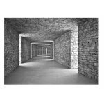 Papier peint intiss� panoramique tunnel 3d brique gris 150x105 cm tapisserie chambre salon photo non ...