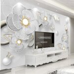 Papier peint mural personnalis� 3d diamant fleurs bijoux luxe peinture murale salon tv canap� d�cor � ...