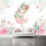 Papier peint panoramique 300x210cmstyle � laquarelle poster geant muralmod�le de fille de ballet pour ...