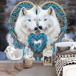 Papier peint panoramique 350 x 256 cm rev�tement mural d�corationpapier peint animaux loup attrape - ...