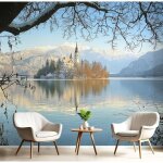 Papier peint panoramique 350x250cm (lh) le glise papier peint tissu de soie 3d effet dcoration murale ...