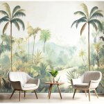 Papier peint panoramique 350x250cm (lh) plantes fleurs tissu de soie 3d effet dcoration murale poster ...