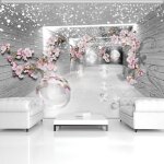 Papier peint panoramique 3d fleur abstrait tunnel pour chambre salon - trompe loeil moderne photo 300x210 ...