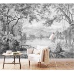 Papier peint panoramique 3d for�t en noir et blanc dessin�e jungle papier peint 3d intiss� moderne d�coration ...
