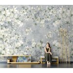 Papier peint panoramique 3d petit salon frais fran�ais fleurs tv fond d�cran mur 410x280cm