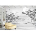 Papier peint panoramique art zen noir et blanc forêt lac eau lune nature paysage 350x250cm 3d intissé ... Papier peint panoramique art zen noir et blanc forêt lac eau lune nature paysage 350x250cm 3d intissé ...