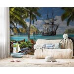 Papier peint panoramique bateau pirate 3d poster mural pour salon chambre décoration murale 350x250cm ... Papier peint panoramique bateau pirate 3d poster mural pour salon chambre décoration murale 350x250cm ...