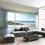 Papier peint panoramique effet 3d vagues rochers paysagepapier peint photo geant mural art pour salle ...