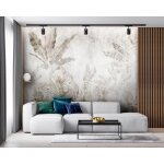 Papier peint panoramique el�gant feuilles 200x140 cm feuilles de bananier sur un mur en b�ton papier ...