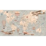 Papier peint panoramique enfants - lumal�a - carte du monde - largeur 130 cm x hauteur 73 cm