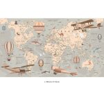 Papier peint panoramique enfants - lumal�a - carte du monde - largeur 195 cm x hauteur 110 cm