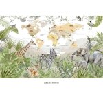 Papier peint panoramique enfants - lumal�a - carte du monde - largeur 260 cm x hauteur 157 cm