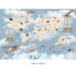 Papier peint panoramique enfants - lumal�a - carte du monde - largeur 390 cm x hauteur 260 cm