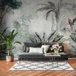 Papier peint panoramique feuilles de plantes tropicales dessin�es � la main 3d tapisserie photo murales ...