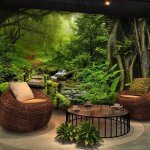 Papier peint panoramique fort verte poster geant mural photo sticker non - tiss salon chambre dcoration ...