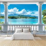 Papier peint panoramique le ocanique 400x280 cm 3d papier peint intiss vue du balcon photo trompe ...