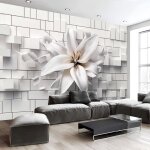 Papier peint panoramique lys 396x280cm (lh)3d dcoration murale mur de briques tableaux muraux photo ...