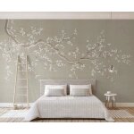 Papier peint panoramique minimalisme de fleur de prunier zen peint papier peint intissé tapisserie murales ... Papier peint panoramique minimalisme de fleur de prunier zen peint papier peint intissé tapisserie murales ...