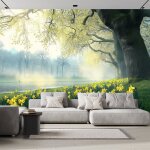 Papier peints panoramique nature campagne350256cm poster geant mural 3d moderne fleurs sauvages brindilles ...