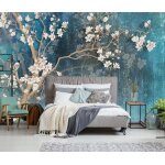 Papier peint panoramique oiseau magnolia vintage papier peint intiss� tapisserie poster mural pour chambre ...