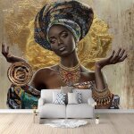 Papier peint panoramique r�tro3d peinte peinture � lhuile bijoux de femmes africaines murale300x210pour ...