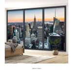 Papier peint panoramique trompe loeil baie vitr�e - lumal�a - new york - largeur 260 cm x hauteur 156 ...